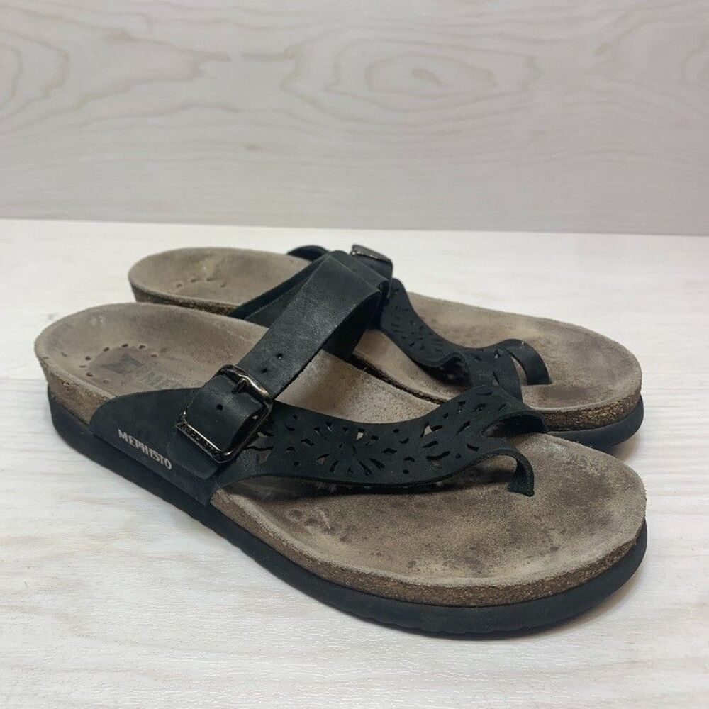 Mephisto Helena Perforated Toe Loop Sandal Women’s Black Size EU 39 US 9